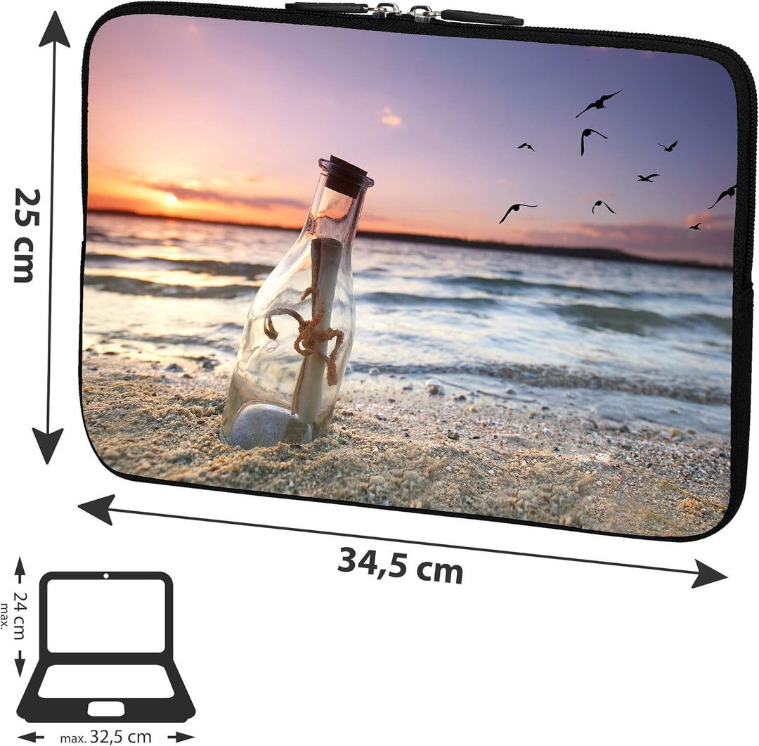 PEDEA Design Schutzhülle Notebook Tasche bis 13,3 Zoll (33,7cm) mit Design Mauspad, Message in a Bot