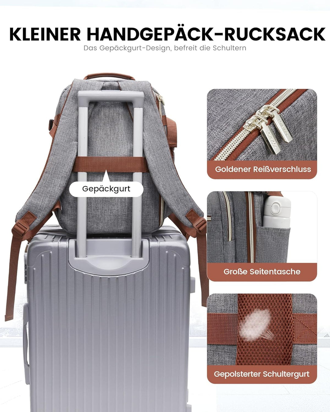 LOVEVOOK EasyJet Handgepäck 45x36x20, Handgepäck Rucksack Tasche Reiserucksack Flugzeug, Carry On Ha