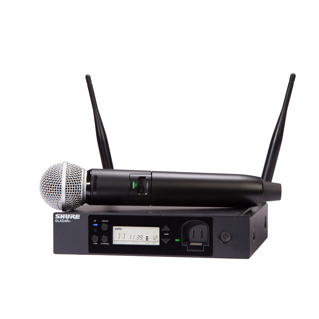 Shure GLXD24R+/SM58 Dual Band Pro Digital Wireless Mikrofonsystem - 12-Stunden Akkulaufzeit, 30m Rei