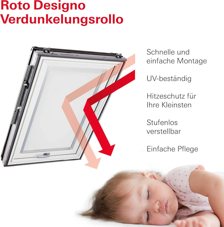 Original Roto Verdunkelungsrollo ZRV - Nahezu vollständige Verdunkelung - Führungsschiene Silber - D