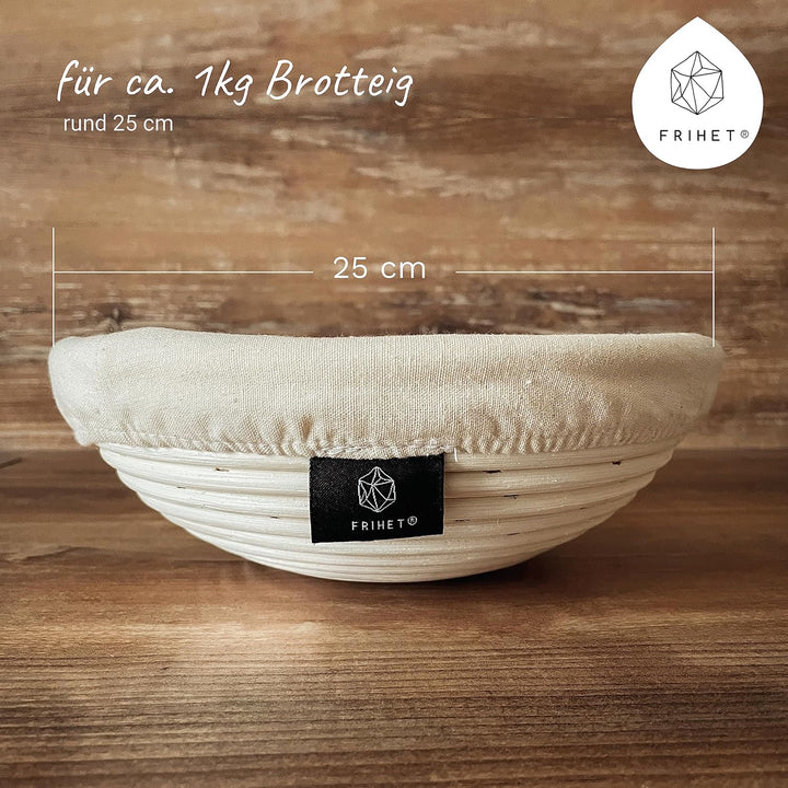Gärkorb zum Brotbacken Brotbackform Gärkorb aus Rattan/Peddigrohr - rund 25cm (ca. 1kg Brotteig) run
