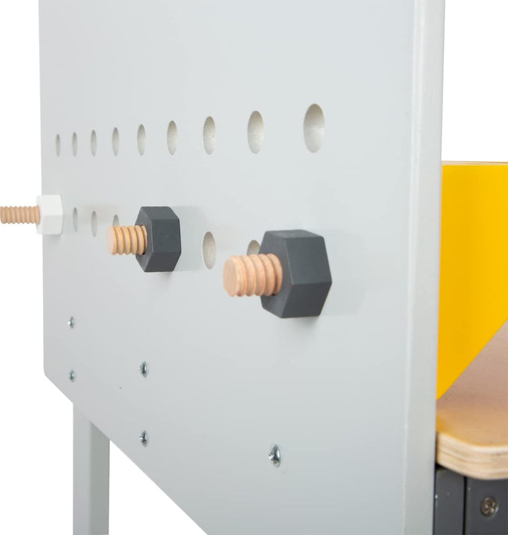 Small Foot Werkbank Miniwob aus Holz, mit Werkzeug, umfangreichem Zubehör und Schraub-Set, für Kinde