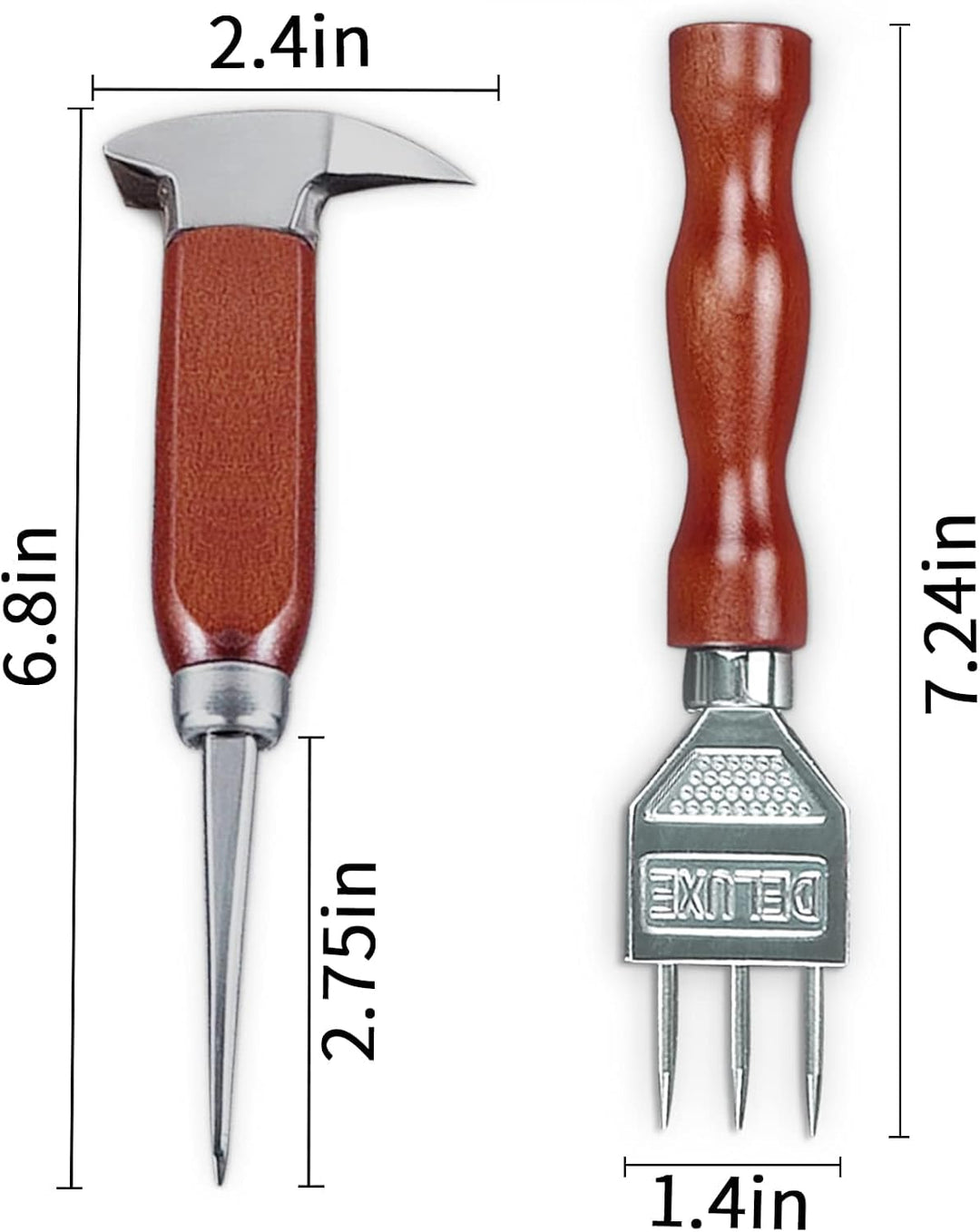 Eisspiess-Set mit 5,1 cm und 17,2 cm Edelstahl-Eiszerkleinerer mit Holzgriff, japanischer Stil, idea