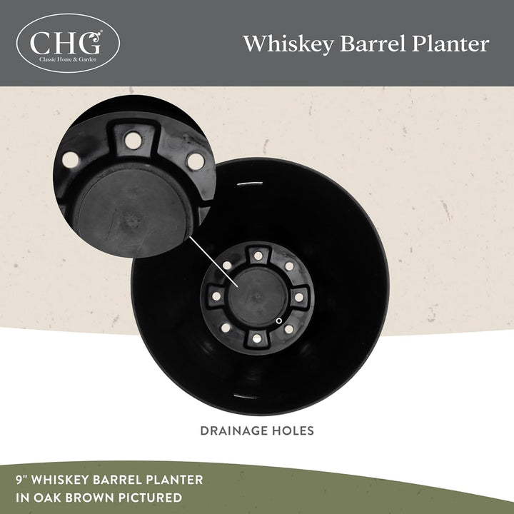 Classic Home and Garden 74 Whiskyfass, 22,9 cm, Eiche im Used-Look 9" Whiskey Barrel Eiche im Used-l