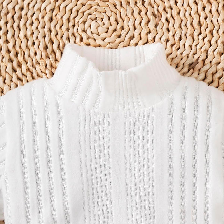 Baby Mädchen Kleidung Langarmshirt Stehkragen Rüschen Cordhose Trägern | Outfit für Mädchen Bestehen
