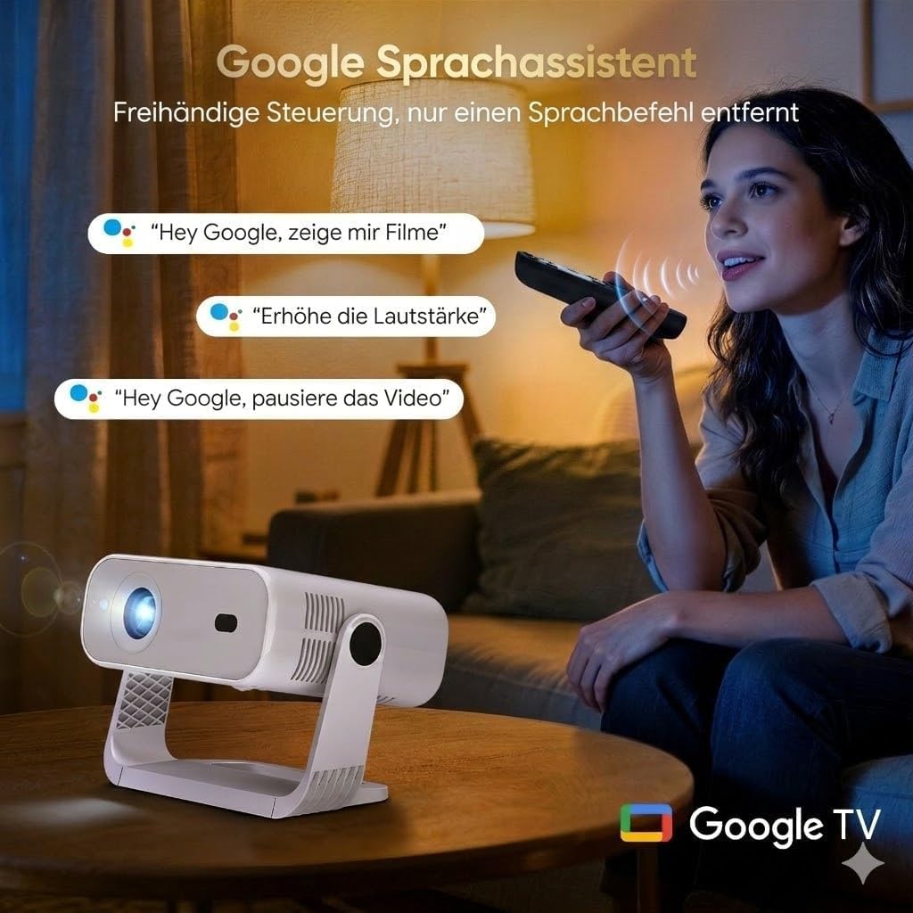 [Wielio 2026 Upgrade Google TV Beamer] Natives 1080P, 4K-Unterstützung, 25000 Lumens,elektrischer Fo