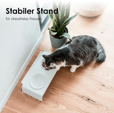 LucyBalu® Erhöhte Doppel-Futterstation Katze | Ergonomischer Katzennapf erhöht | Erhöhter Futternapf