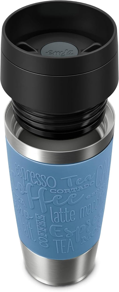 Emsa N20211 Travel Mug Classic Isolierbecher 0,36 Liter | neuer Komfort-Schraubverschluss | Edelstah