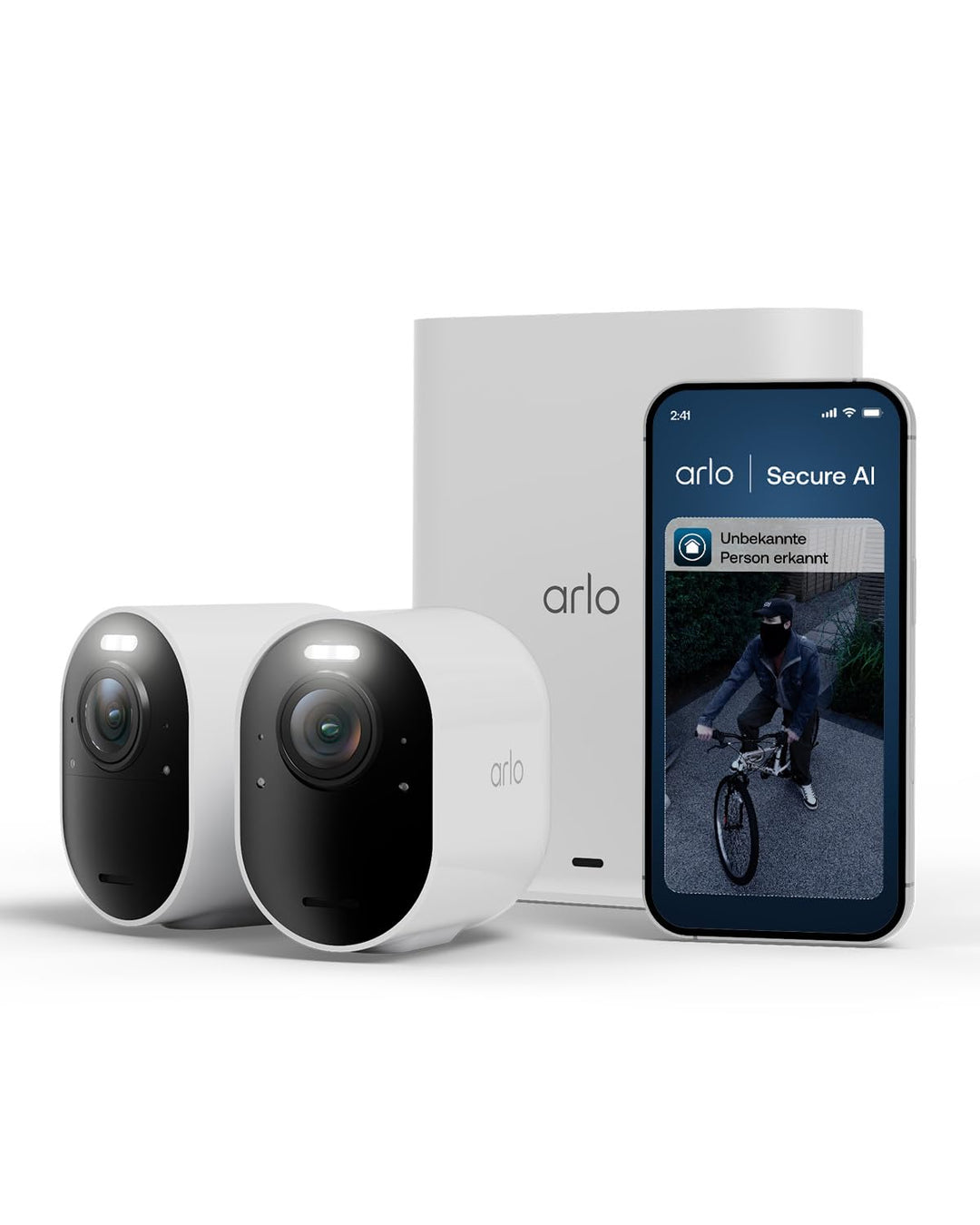 Arlo Ultra 3 Überwachungskamera Aussen WLAN, Kabellos, 4K UHD, KI-Erkennung, Auto-Tracking, Farb-Nac
