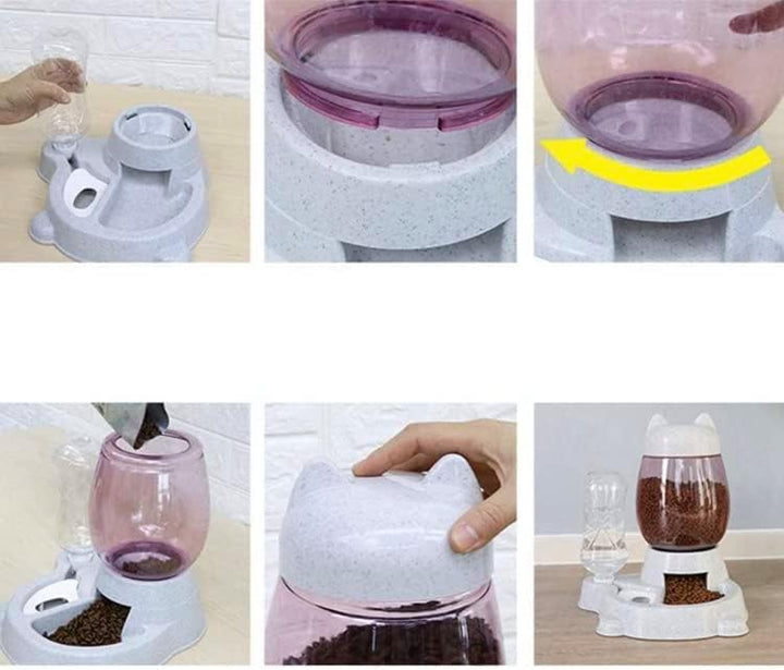 Automatischer Futter- und Wasserspender für Haustiere, kleine und mittlere Grösse (Rosa) Geschenkide