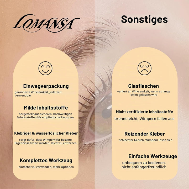 Lomansa Wimpernlifting Set, Lash Lifting Set, 10 Anwendungssäckchen für Wimpernlift und Augenbrauen