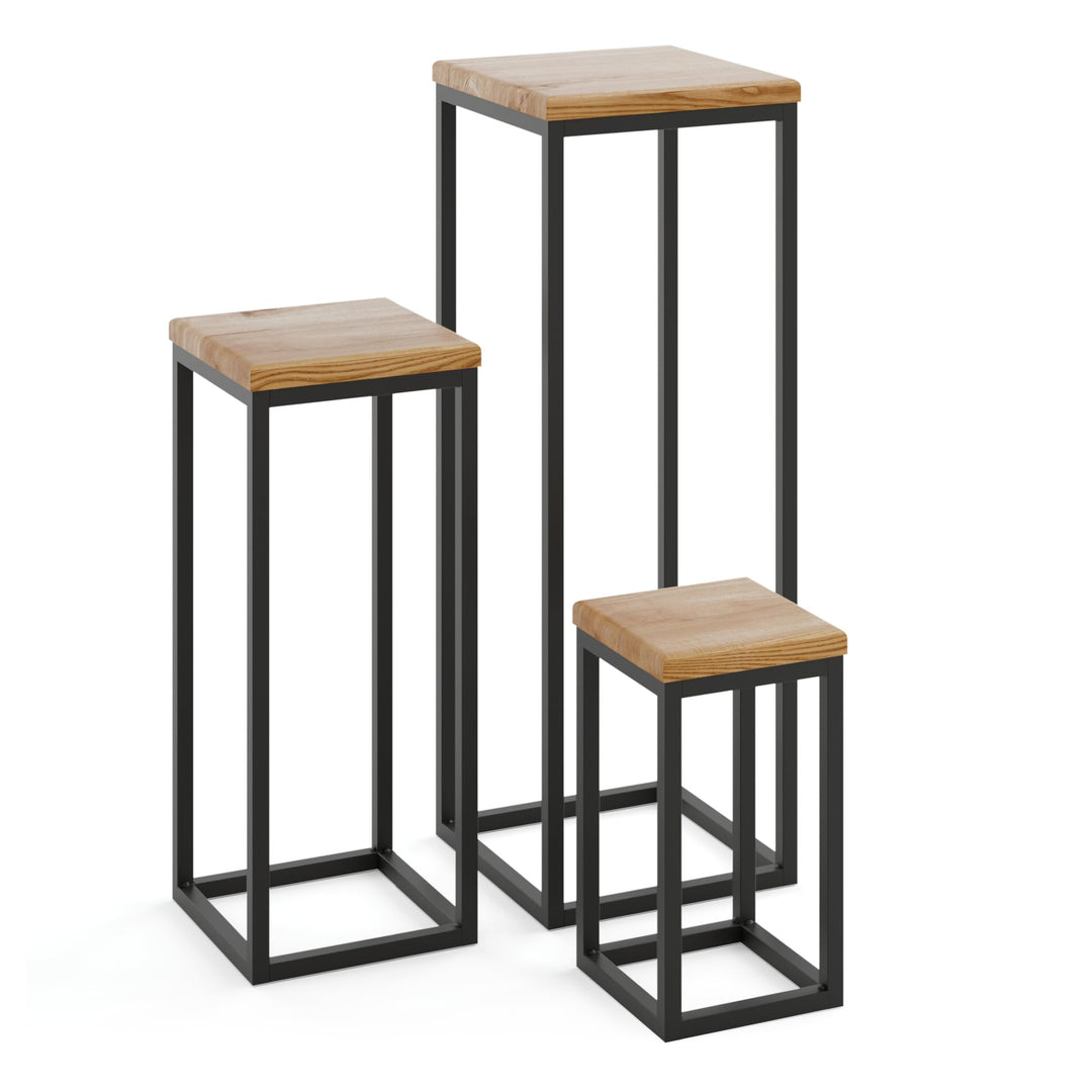 LAMO Manufaktur Pflanzenständer Set - 3 Stücke 30/50/70 cm | Blumenständer Metall Schwarz | Blumenho
