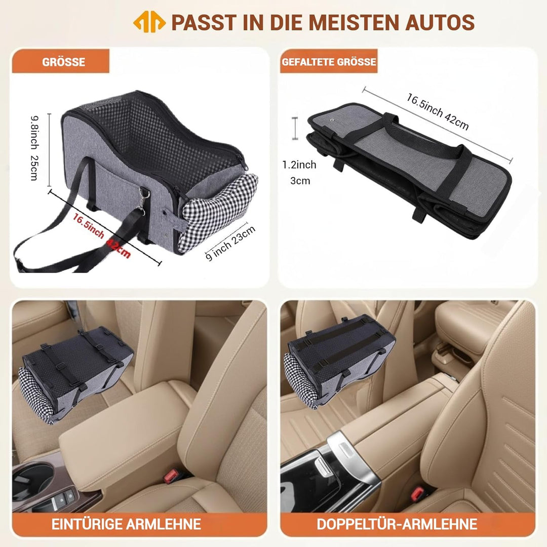 Mittelkonsole Hundeautositz, Haustier-Welpen-Autositz, Mittelkonsole, Armlehne für kleine Hunde (Kar