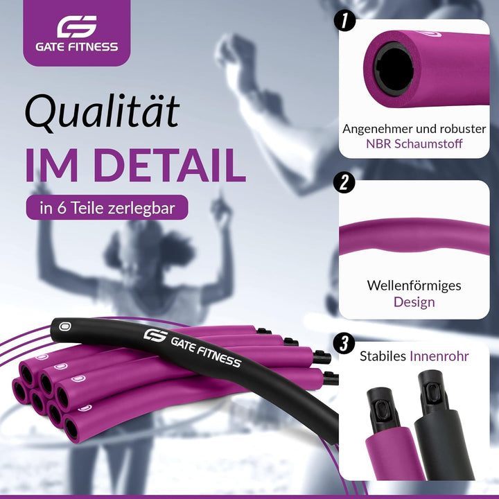 GATE FITNESS Hula Hoop Reifen Erwachsene und Kinder zum Abnehmen [1,2kg / 1,5kg / 2kg] | 6 bis 8 Seg