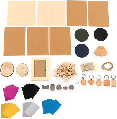 Material Kit, Material Kit 11 Arten Material Edelstahl Kiefernholz DIY Herstellung CNC Lasergravur M
