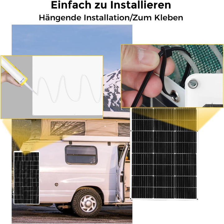 120W 12V Solarpanel Flexibel, Monokristallines Flexibles Solarpanel Solarmodule Schmal Lang, für Woh