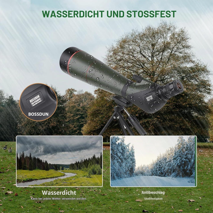 25-75x100 HD Spektiv Sportschützen mit Stativ- und Smartphone-Adapter, Zoom Bak4 Prism FMC Lens 45-G