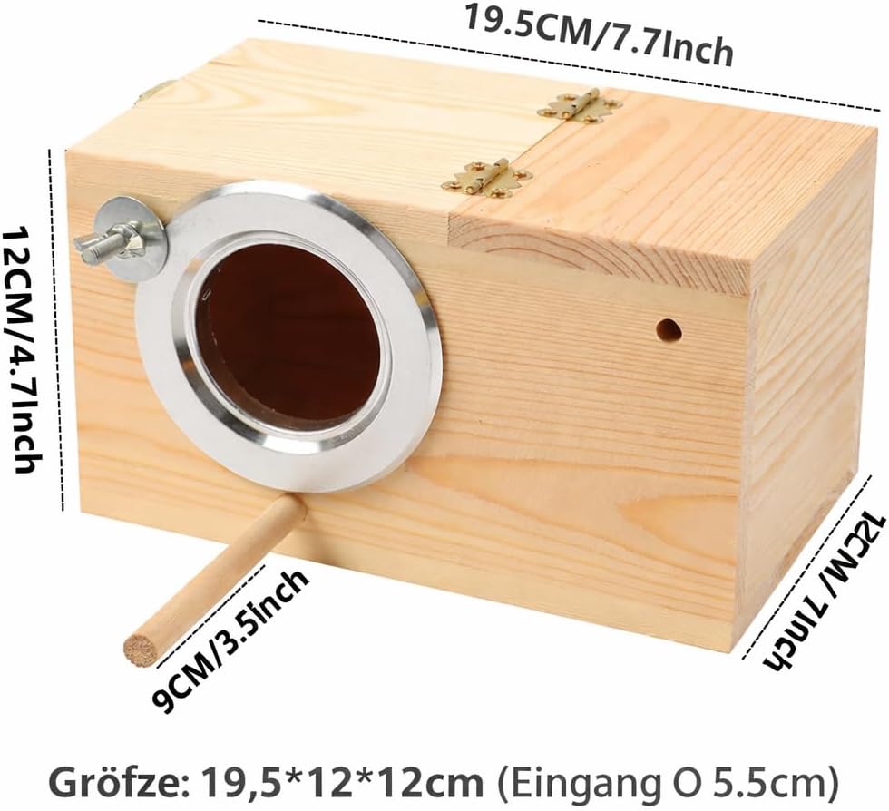 2er-Pack Wellensittich-Nistkasten, Wellensittich-Nisthaus aus Holz, Papageien-Brutkästen, für Unzert