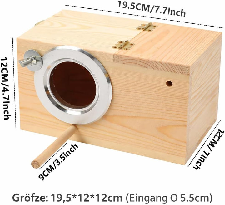 2er-Pack Wellensittich-Nistkasten, Wellensittich-Nisthaus aus Holz, Papageien-Brutkästen, für Unzert