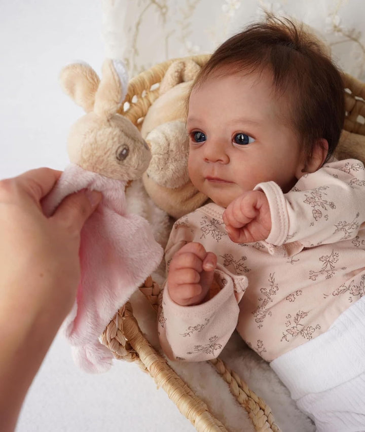 Zero pam Reborn Baby Mädchen- 48 cm Reborn Puppen Lebensecht Blaue Augen Babypuppe Wie Echtes Siliko
