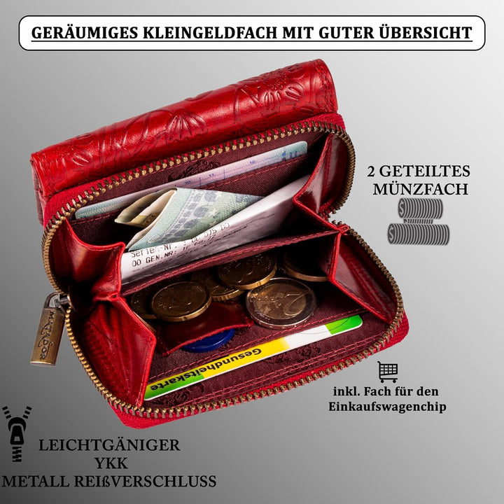 MATADOR Kleine ECHT Leder Geldbörse CHIQUITO Damen Portemonnaie Klein Frauen Geldbeutel TüV Geprüfte