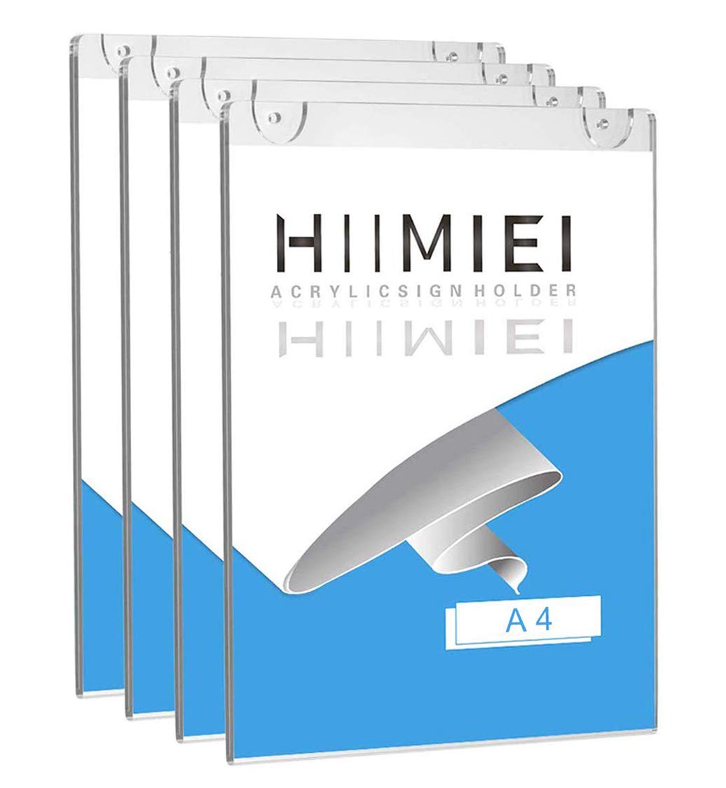 HIIMEI Mehrweg Plakattasche DIN A4 Werbedisplay, 4er A4 Acrylglas Posterhalter/Werbeschilder, Transp