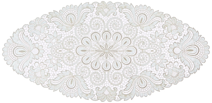 Plauener Spitze by Modespitze 67952 Design Plauen, Gre 40 x 80 cm oval, creme 40 cm x 80 cm oval, 40