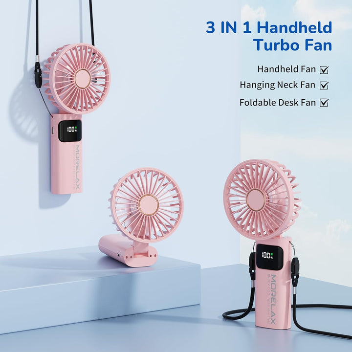 Handventilator, Tragbarer Mini Ventilator, 5200mAh Wiederaufladbar, Kleiner Taschenventilator Mit 6