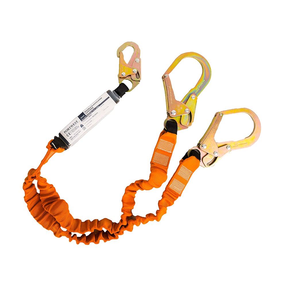 Portwest - Double 140kg Fall Arrest Lanyard with Shock Absorber - Black/Orange - 180cm 180cm Orange,