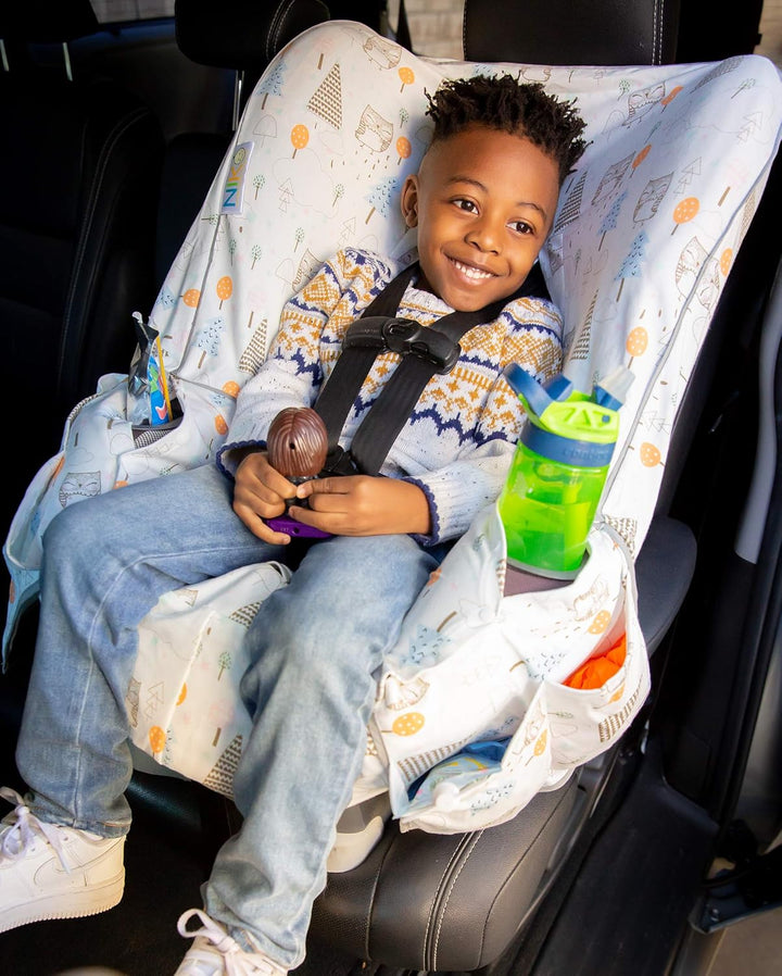 Niko Easy-Wash Children's Car Seat Cover & Liner – 100% Baumwoll-Jersey – Eulencreme/Mehrfarbig – pa