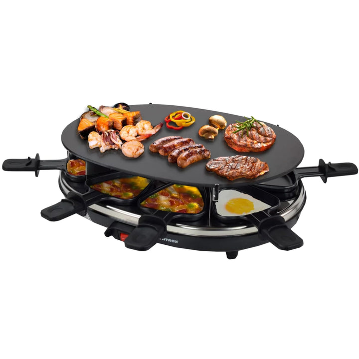 Syntrox Germany Raclette Grill für 8 Personen Emailliert Chural, Partyraclette mit Glas-Keramik Gril