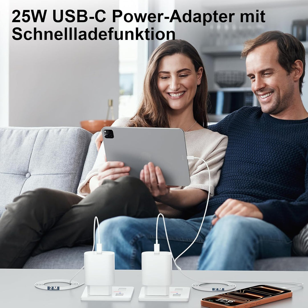 USB C Ladegerät mit Ladekabel für iPhone 17 16 15 Pro Max Air Plus 25W USB-C Schnellladegerät mit 2M