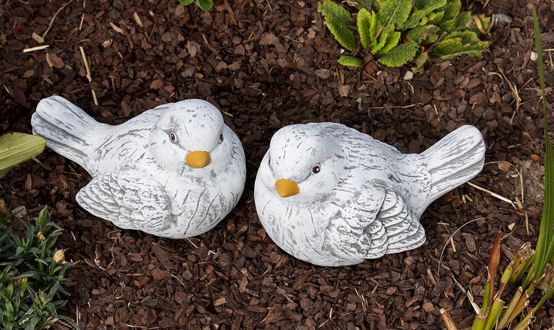 stoneandstyle Steinfigur 2 Vögel im Set, massiver Steinguss, Frost- und wetterfest