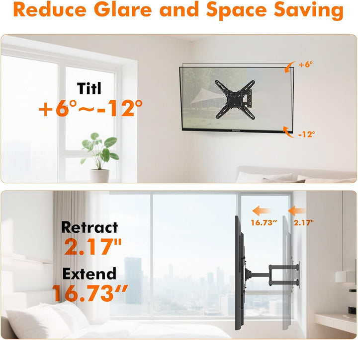 GRIFEMA GB1010 TV Wandhalterung – Schwenkbare Neigbare TV Halterung für 26–65 Zoll Flach &amp; Curved Fe