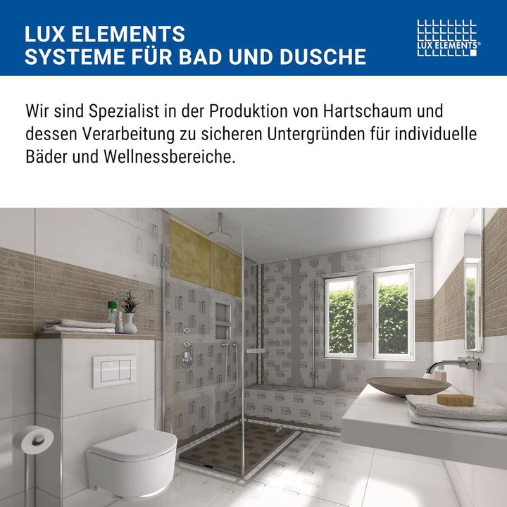 LUX ELEMENTS Badewannenverkleidung Set Eckeinbau Fertig zum Verfliesen I 2x Hartschaumplatten + 8x S