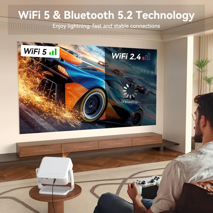 4K Mini Beamer Netflix kompatibel Heimkino-Projektor Full HD 1080p Android 13 360° drehbarer elektri