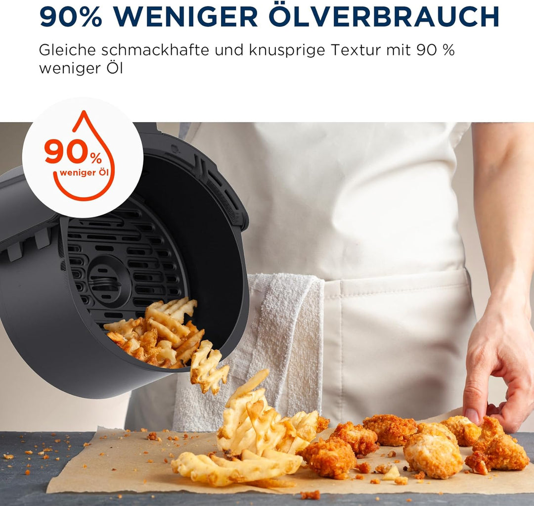 Midea Heissluftfritteuse 4L XL Air Fryer mit LED-Touchscreen, [35-200°C|8 Kochfunktionen|Spülmaschin