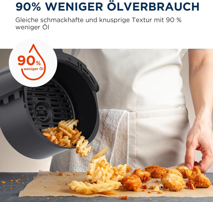 Midea Heissluftfritteuse 4L XL Air Fryer mit LED-Touchscreen, [35-200°C|8 Kochfunktionen|Spülmaschin