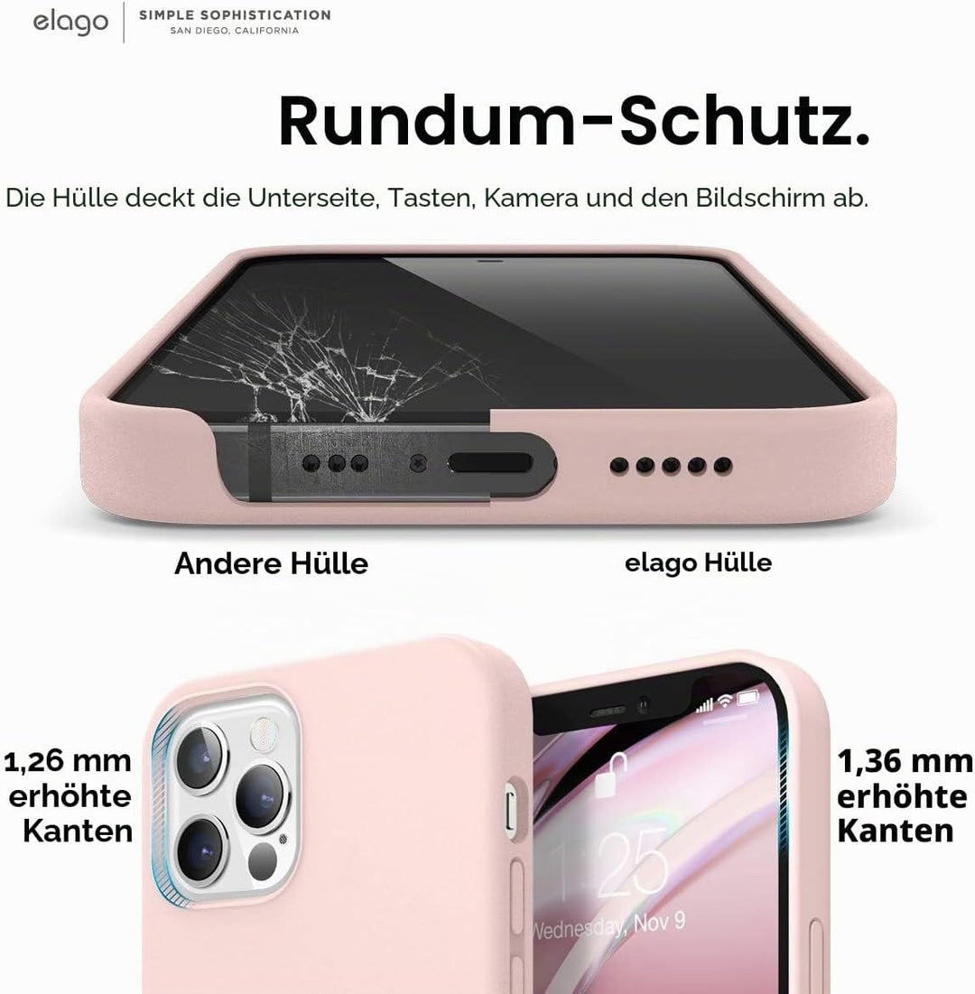 elago Magnetische Silikonhülle, kompatibel mit iPhone 12 und iPhone 12 Pro (6,1 Zoll), eingebaute Ma