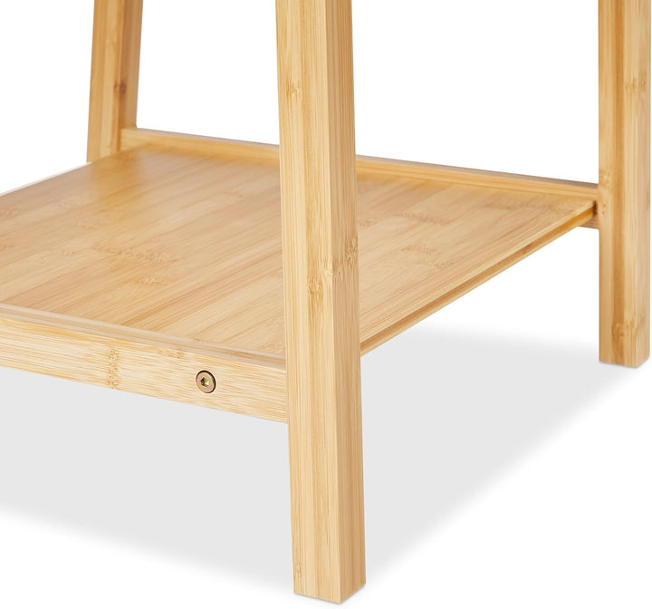 Relaxdays Herrendiener mit Ablage, Bambus, Edelstahl, HBT: 133 x 40 x 42 cm, Kleiderstuhl, Handtuchs