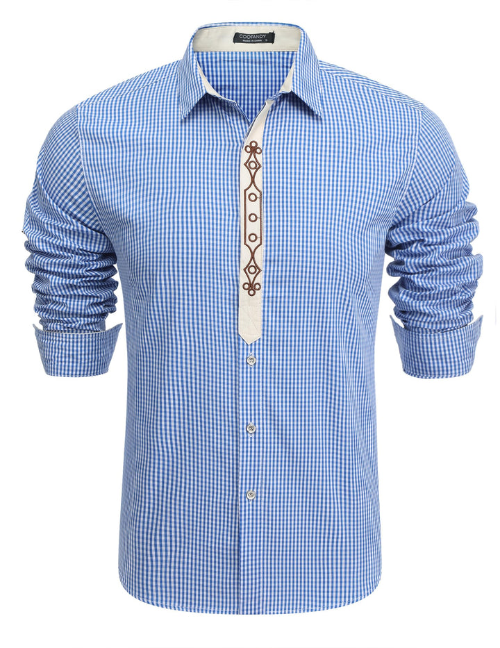 COOFANDY Herren Hemd Karriert Trachtenhemden Regular Fit Langarm Freizeithemden Karohemden Plaid Shi