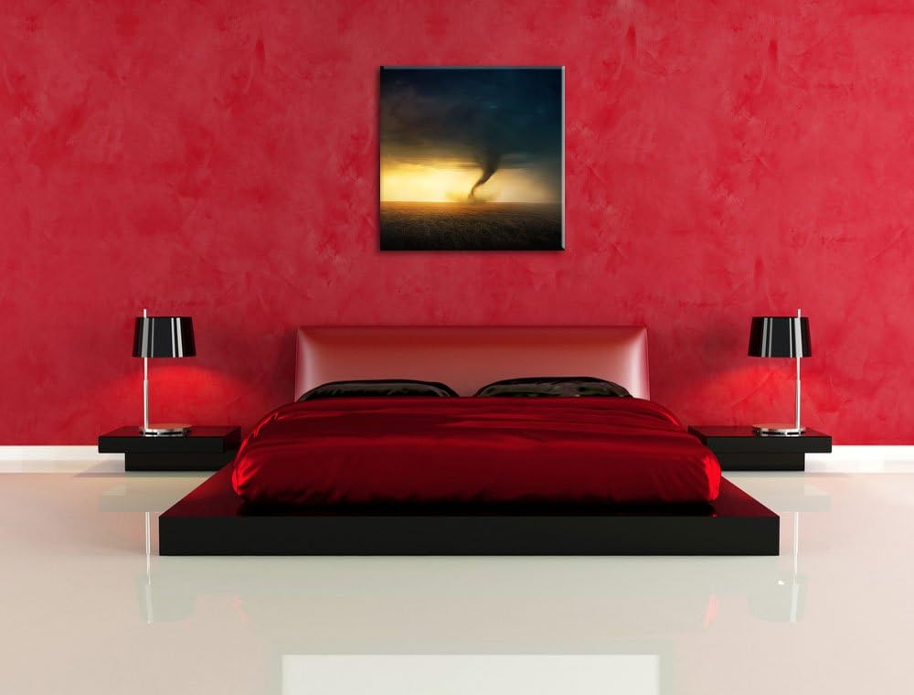 Naturgewalt Tornado, Format: 70x70 auf Leinwand, XXL riesige Bilder fertig gerahmt mit Keilrahmen, K