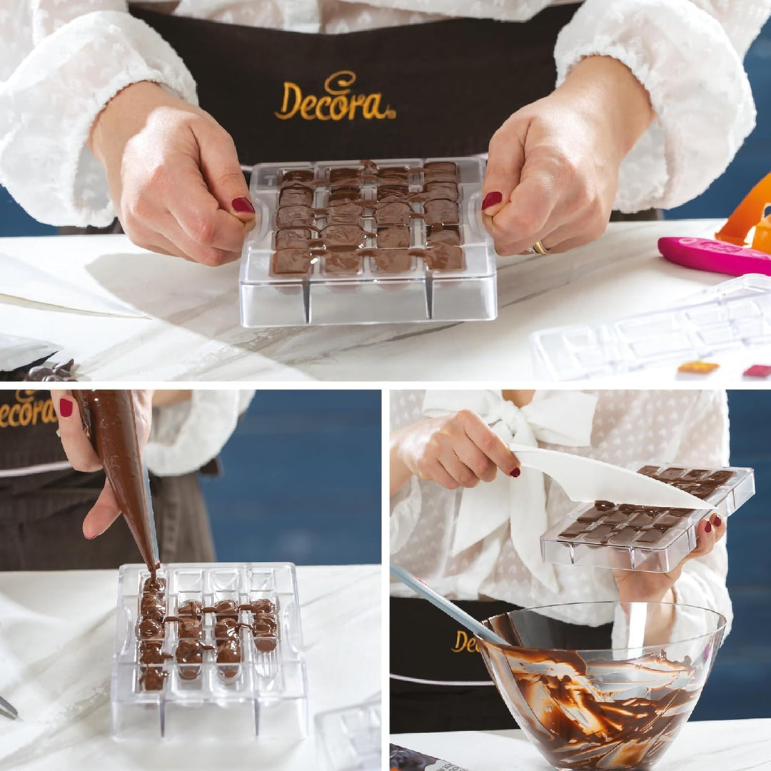 Decora 0050146 SCHOKOLADENFORM TAFEL MIT Herz 25 G 4 CAV. 85 X 42 X 7 H MM, Polycarbonate, durchsich