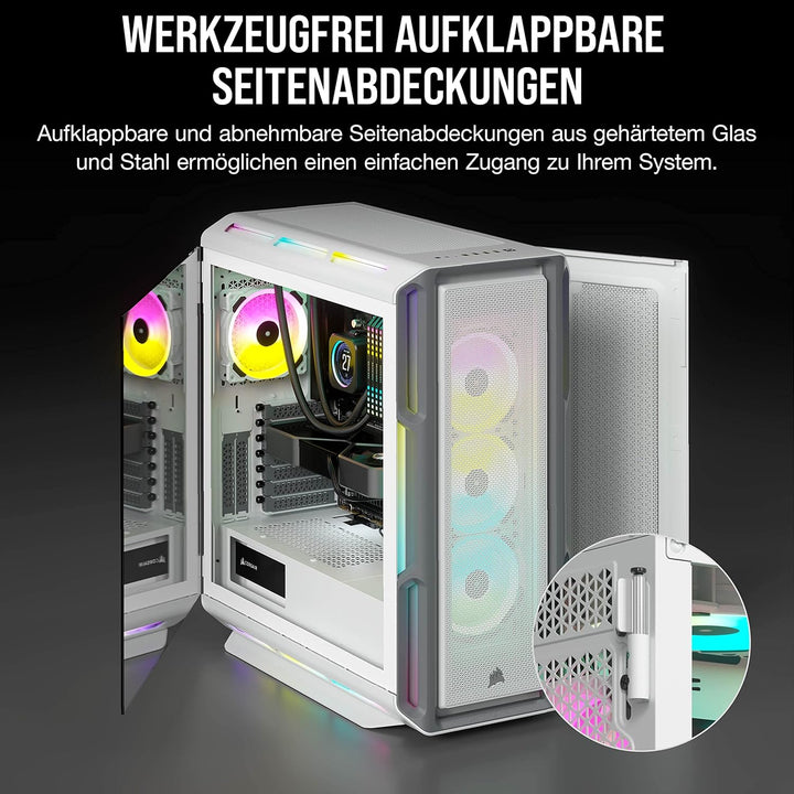Corsair iCUE 5000T RGB Mid-Tower-ATX-PC-Gehäuse - 208 ansteuerbare RGB-LEDs - Platz für mehrere 360-