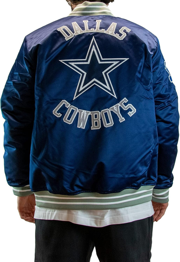 Mitchell & Ness NFL Heavyweight Satin Jacket S Dallas Cowboy - Navy, S Dallas Cowboy - Navy
