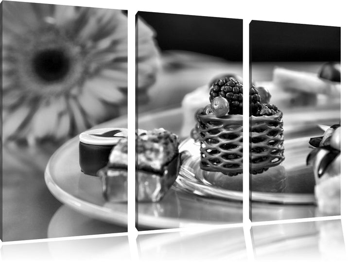 Pixxprint appetitliche Desserts als Leinwandbild/Grösse: 3 Teilig (120x80) cm/Wandbild/Kunstdruck/fe