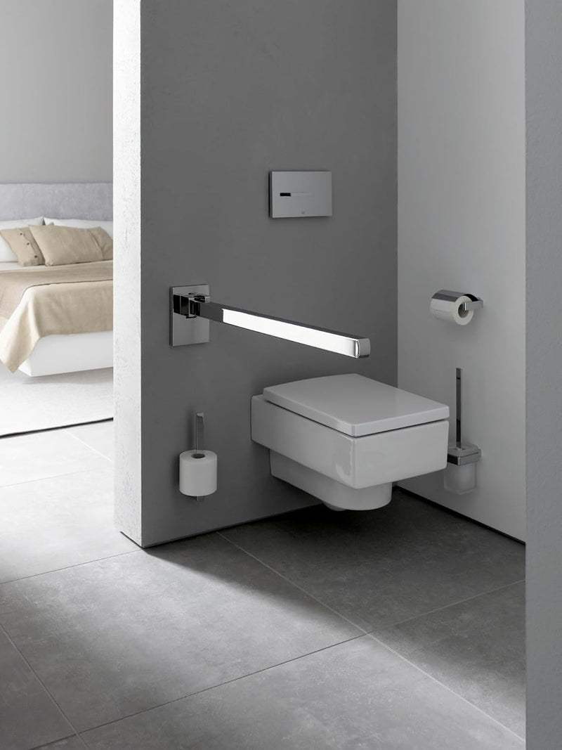 emco LOFT Badacccessoire-Set, Toilettenpapierhalter mit Deckel, WC-Bürstenganitur & Doppelhaken, ele