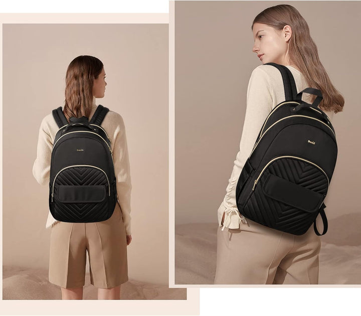 Rucksack Laptop Damen Schwarz,Rucksack Damen Arbeit für Büro Freizeit Job mit USB für Uni Schule Fra
