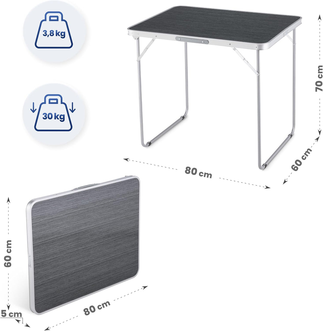 Outtec Campingtisch Klapptisch Reisetisch - 80x60x70 cm - Zusammenklappbar Gartentisch aus Alu und T