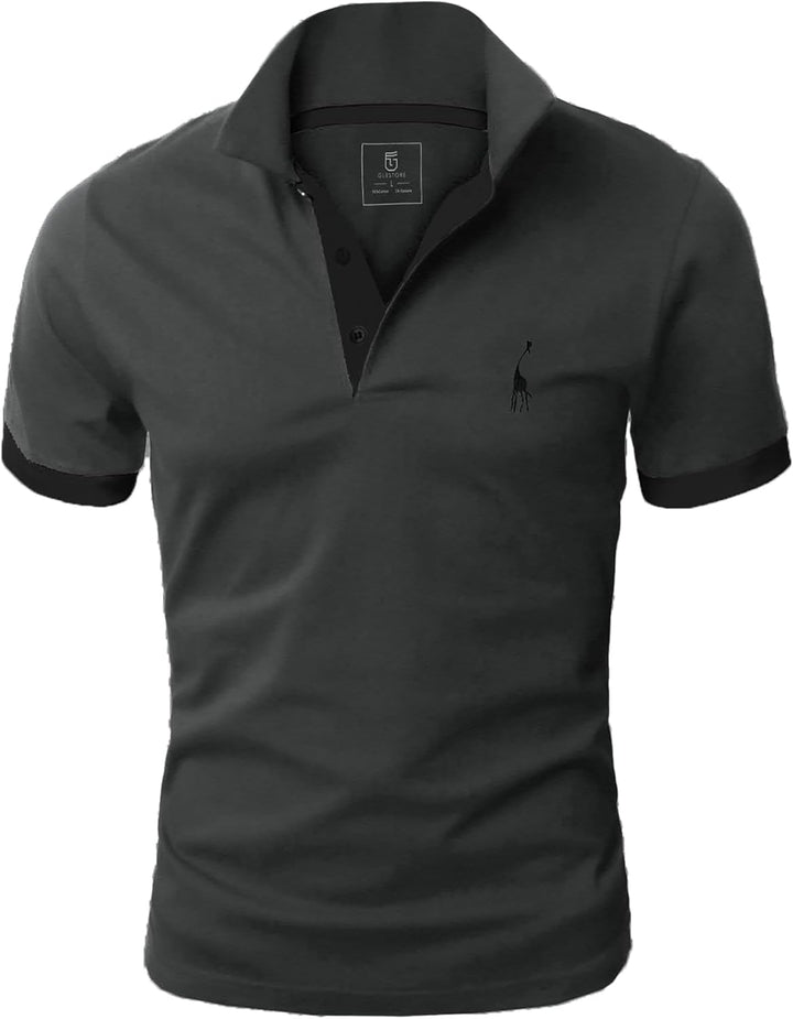 GLESTORE Poloshirt Herren Männer Hemd Herren Kurzarm Shirt Sommer M Grau&schwarz, M Grau&schwarz